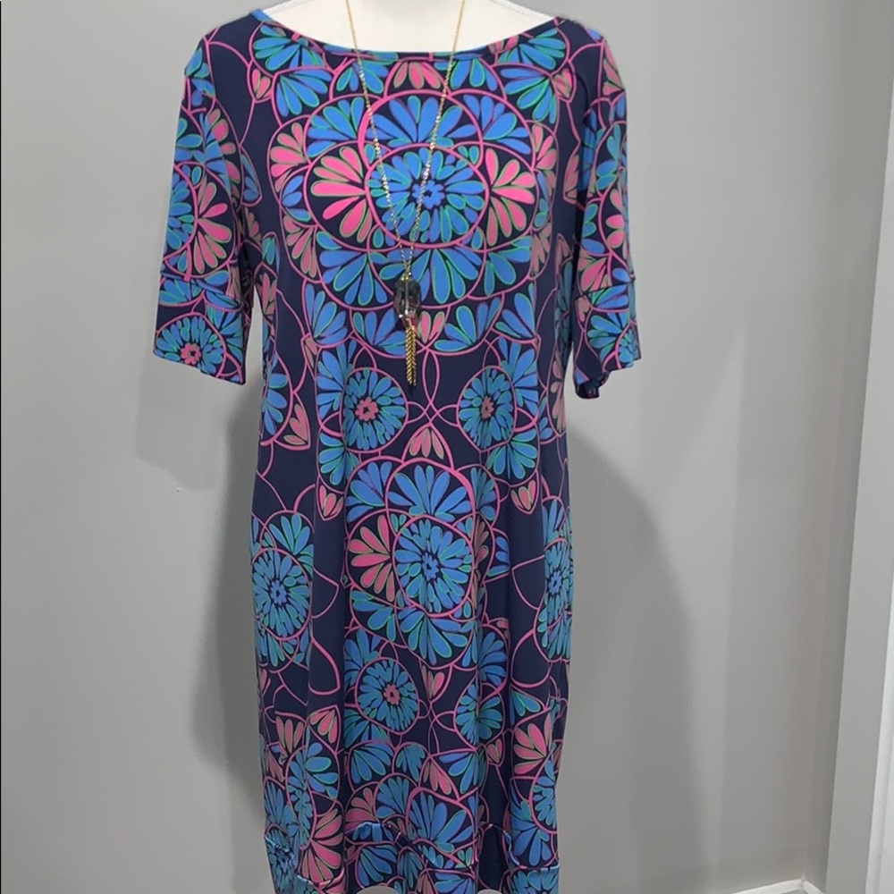 Tori Richard Adorable Blue and Pink Dress